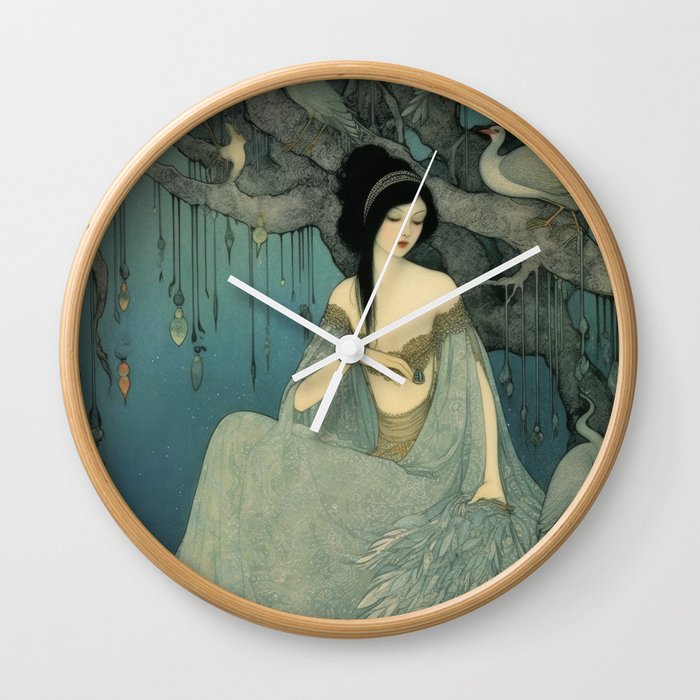 Girl Under a Tree With Birds Wall Clock
