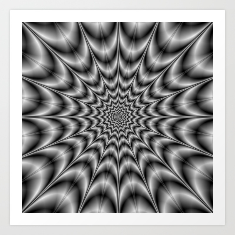 Psychedelic Explosion In Black And White Art Print By Colinforrest Society6