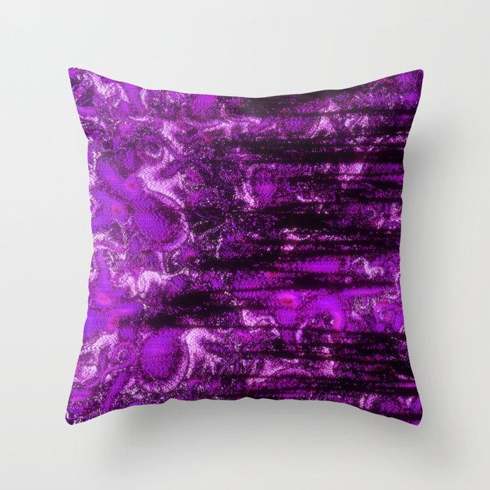 Purple Glitch Distortion Throw Pillow