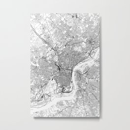 Philadelphia White Map Metal Print | America, Digital, Pennsylvania, Drawing, Street, Pattern, City, Minimal, Maps, Road 