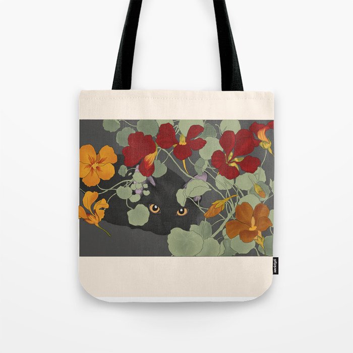 Nasturtium Cat Tote Bag