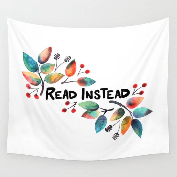 Read Instead  - Sunny Leaves Wall Tapestry