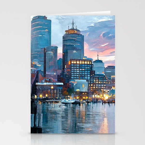 Boston Skyline Stationery Cards