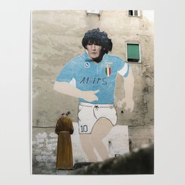 diego in Napoli street art in Naples Maradona Argentina Poster