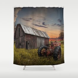 Abandoned Farmall Tractor and Barn Shower Curtain