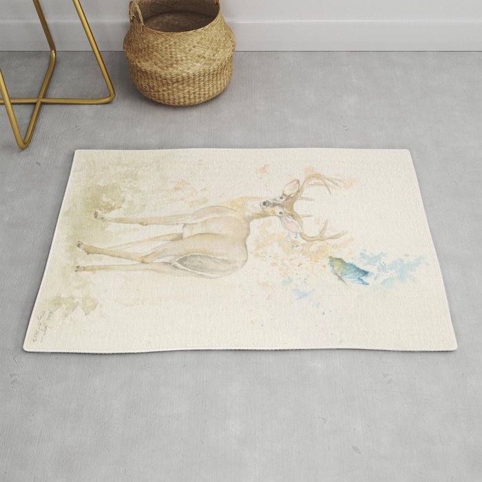 Deer and butterfly Rug