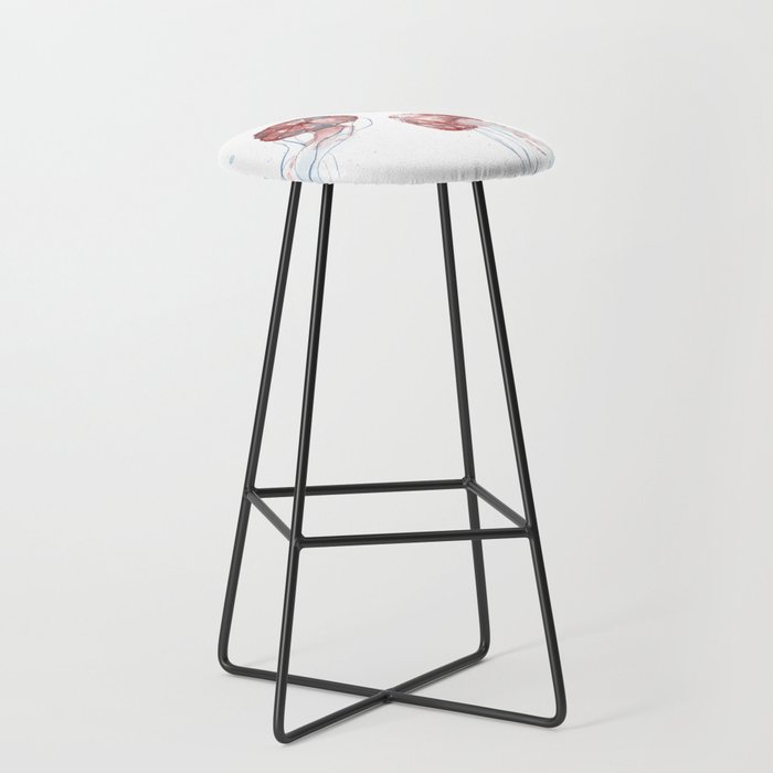 playful red jellyfish in watercolor Bar Stool