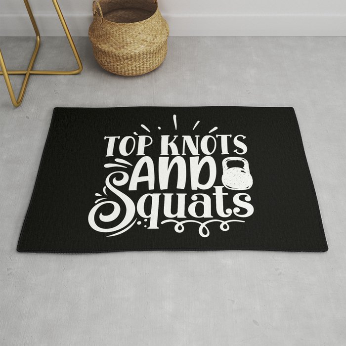 Top Knots And Squats Cool Gym Girls’ Slogan Rug