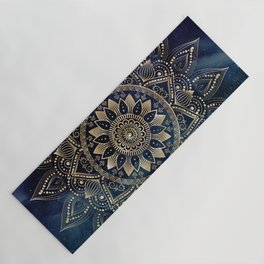 Elegant Gold Mandala Blue Galaxy Yoga Mat