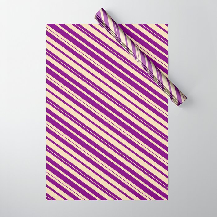 Purple & Tan Colored Lines/Stripes Pattern Wrapping Paper