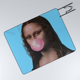Mona Lisa (Leonardo da Vinci) with Bubblegum Picnic Blanket