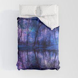Enchanted Forest Lake Purple Blue Comforter