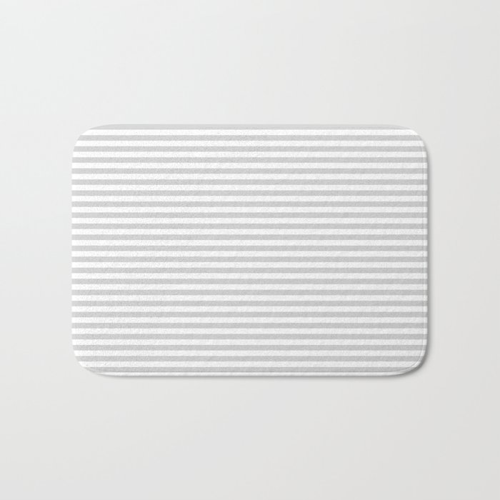 Light Grey & White Colored Stripes/Lines Pattern Bath Mat