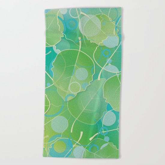 Floating Leaves Pattern I - Spring, Summer, Apple Green Beach Towel