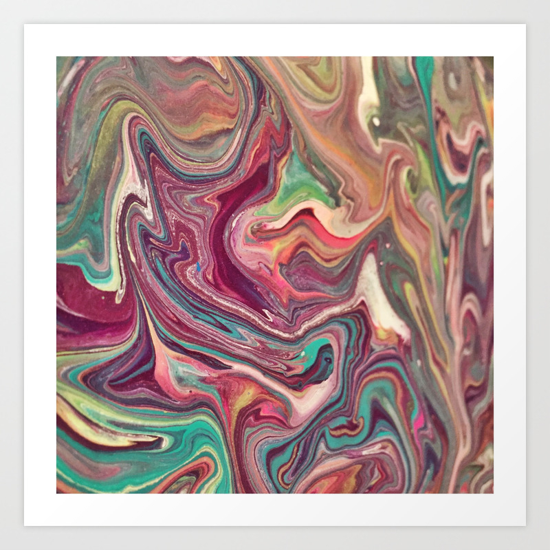 Unicorn Brains Acrylic Abstract Pour Painting Art Print By