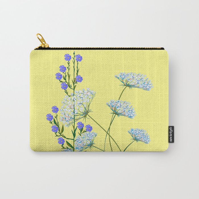 My Kentucky Wild Flowers, Queen Anne Lace and Flax Carry-All Pouch