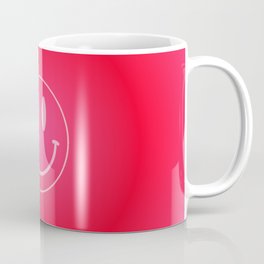 Cute Simple Pink and Red Gradient Background with Smiley Face Mug