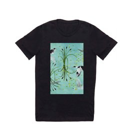 little egrets T Shirt | Animal, Curated, Digital, Nature, Drawing, Illustration, Egret, Blue, Birds, Pond 