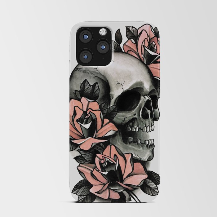 Skull and roses - tattoo iPhone Card Case