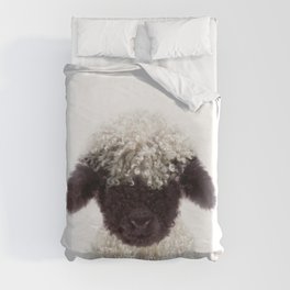 Baby Lamb, Blacknose Sheep, Farm Animals, Art for Kids, Baby Animals Art Print By Synplus Duvet Cover