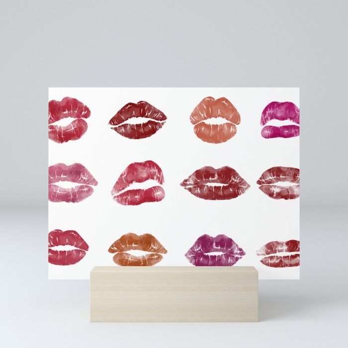 Pink Lipstick Lips Print Mini Art Print