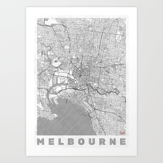 Melbourne Map Line Art Print
