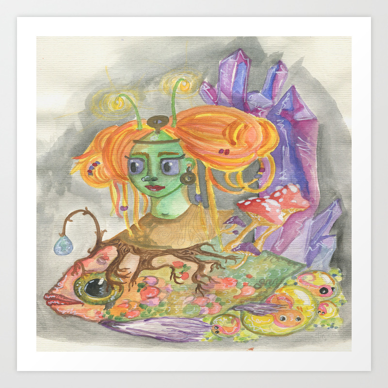 Glow Fish Cave Of Life Art Print By Sweetissuesart Society6