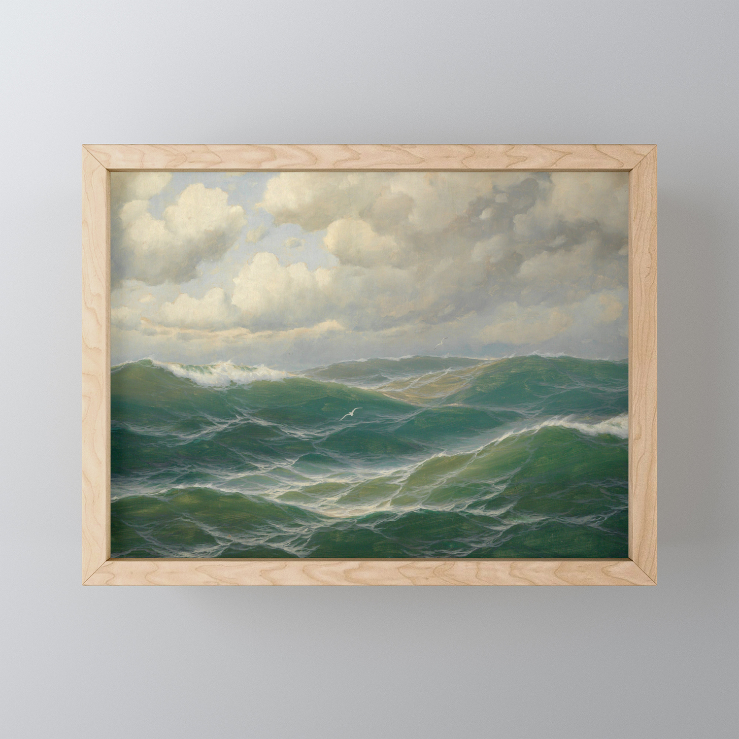 Vintage Ocean Oil Painting By Max Jensen Framed Mini Art Print By
