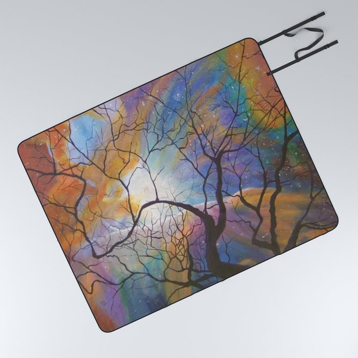 Space Tree Galaxy Painting Orion's Nebula Original Art (Dust in the Wind) Picnic Blanket