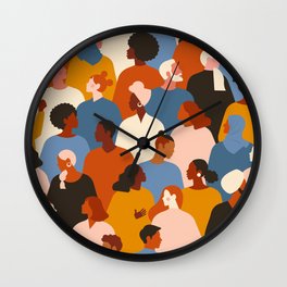 Diverse group of stylish people standing together. Wall Clock