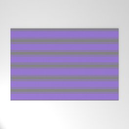 [ Thumbnail: Purple & Grey Colored Lined Pattern Welcome Mat ]