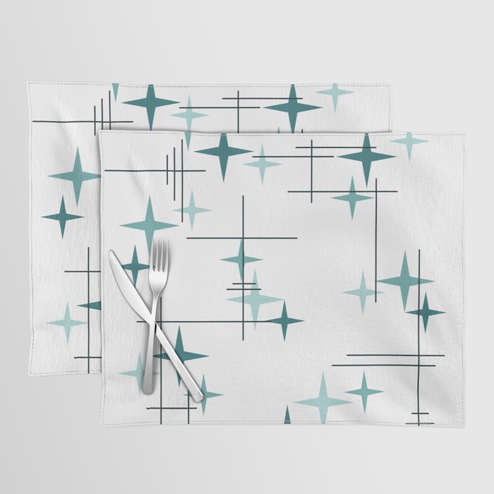 Mid Century Modern Stars (Teal) Placemat