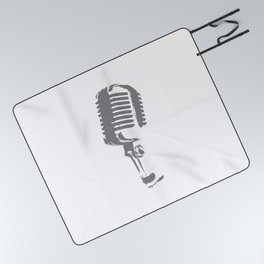 Microphone Silhouette Grey Picnic Blanket