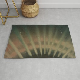 Vintage Aurora Borealis northern lights poster in earth tones Area & Throw Rug