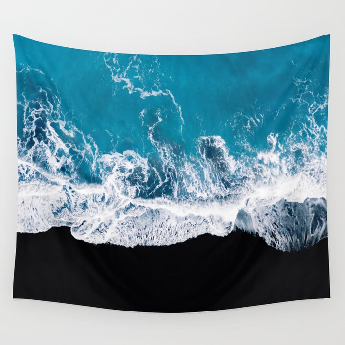 Minimalism Is Waves In Iceland  – Landscape Photography Wall Tapestry
