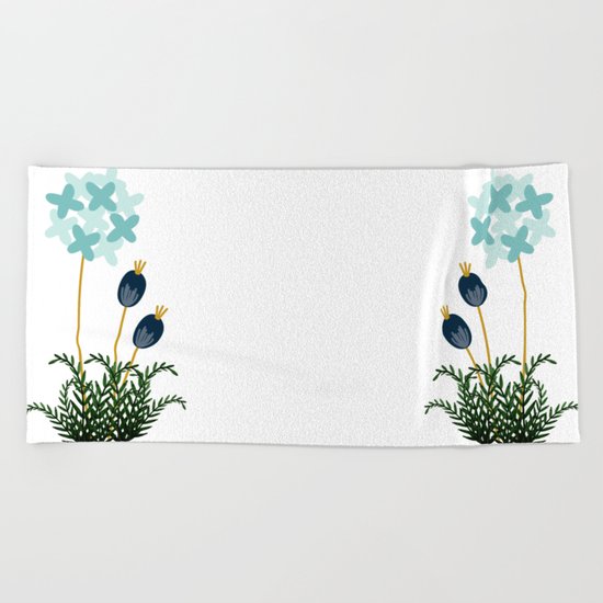 Blue Flower Beach Towel