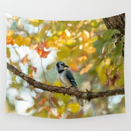 Blue Jay in the Fall Wall Tapestry