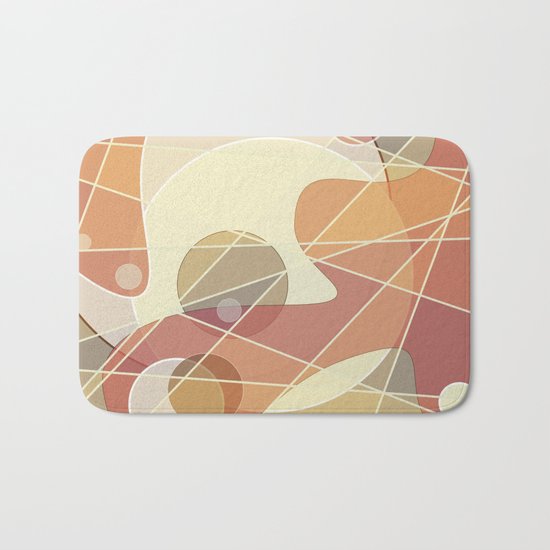 Abstract pattern in yellow and beige brown colours . Bath Mat