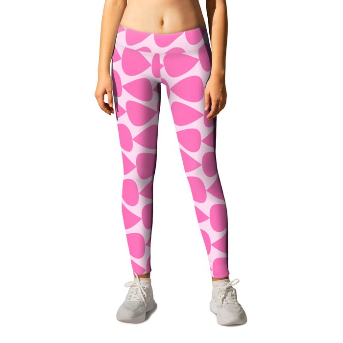 Plectrum Geometric Abstract Pattern in Bright Pink and Light Pink Leggings