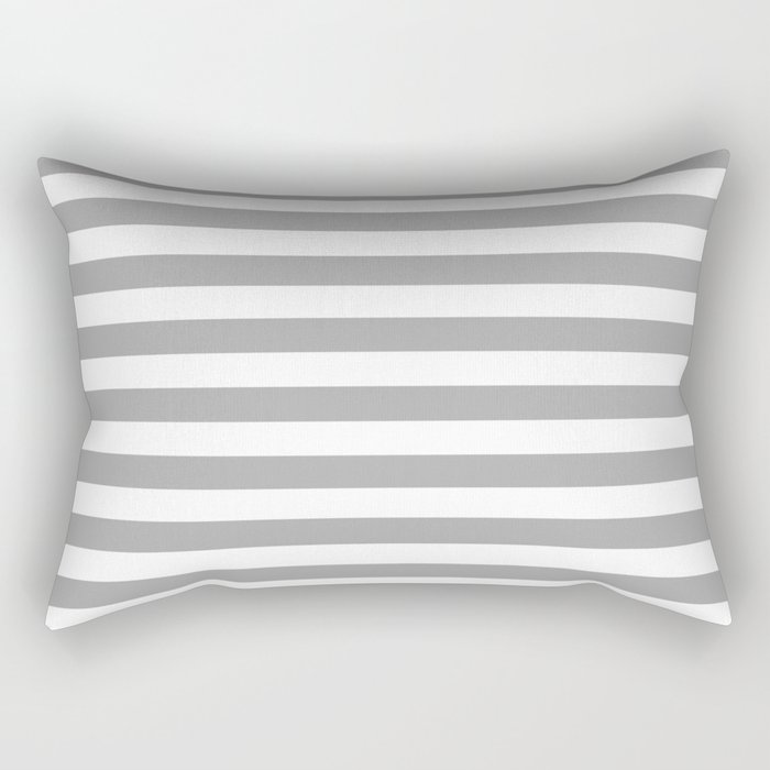 Grey and White Horizontal Stripes Rectangular Pillow