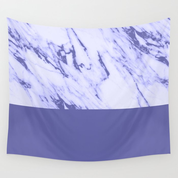 Very Peri 2022 Color Of The Year Periwinkle White Marble Wall Tapestry