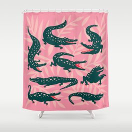 Alligator Collection – Pink & Teal Shower Curtain