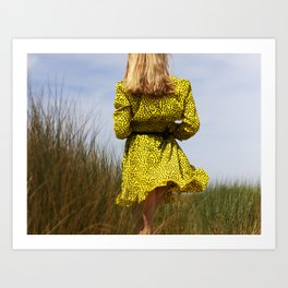Lady in yellow dress in dunes | fashion photography Art Print