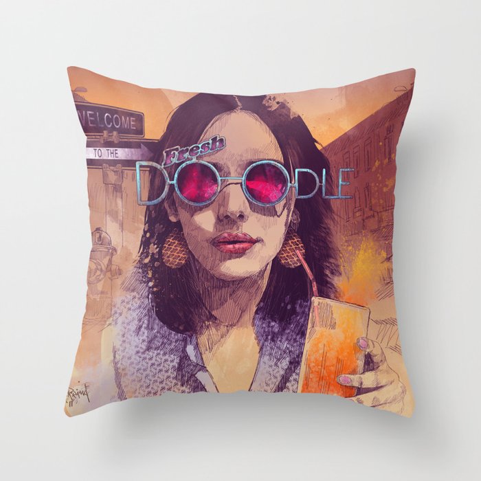 Welcome to the Fresh Doodle Throw Pillow