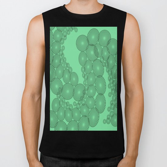 Green Circles Fractal Biker Tank