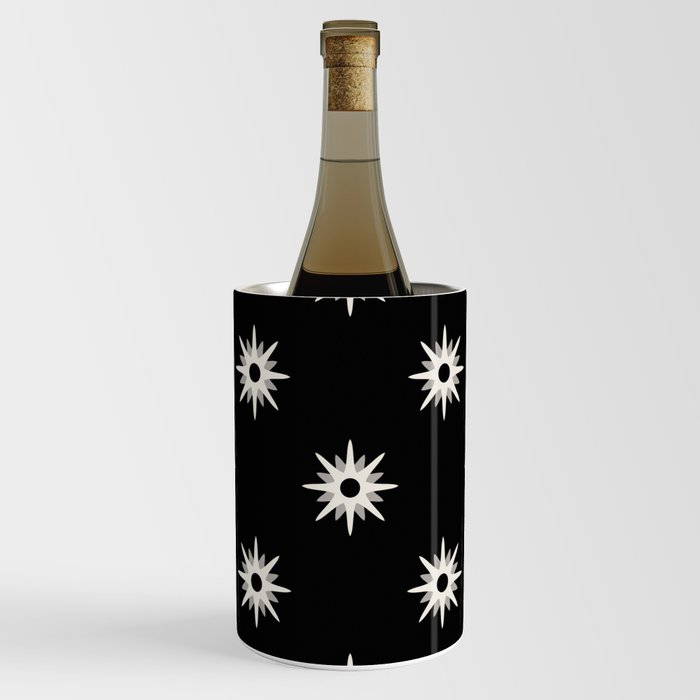 Black atomic mid century white stars pattern Wine Chiller
