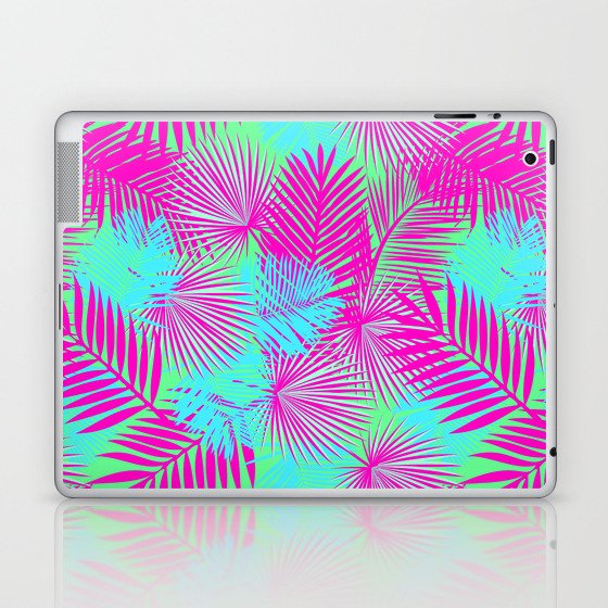Neon Pink & Blue Tropical Print Laptop & iPad Skin