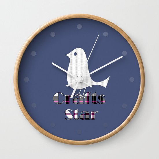 Paper Bird Crafts Star Blue Wall Clock