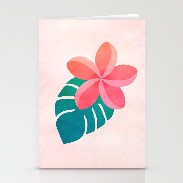 Plumeria Floral Tropical Leaves Pattern Stationery Cards
