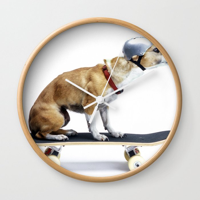 Skate Punk - Skateboarding Chihuahua Dog inTiny Helmet Wall Clock